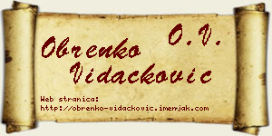 Obrenko Vidačković vizit kartica
